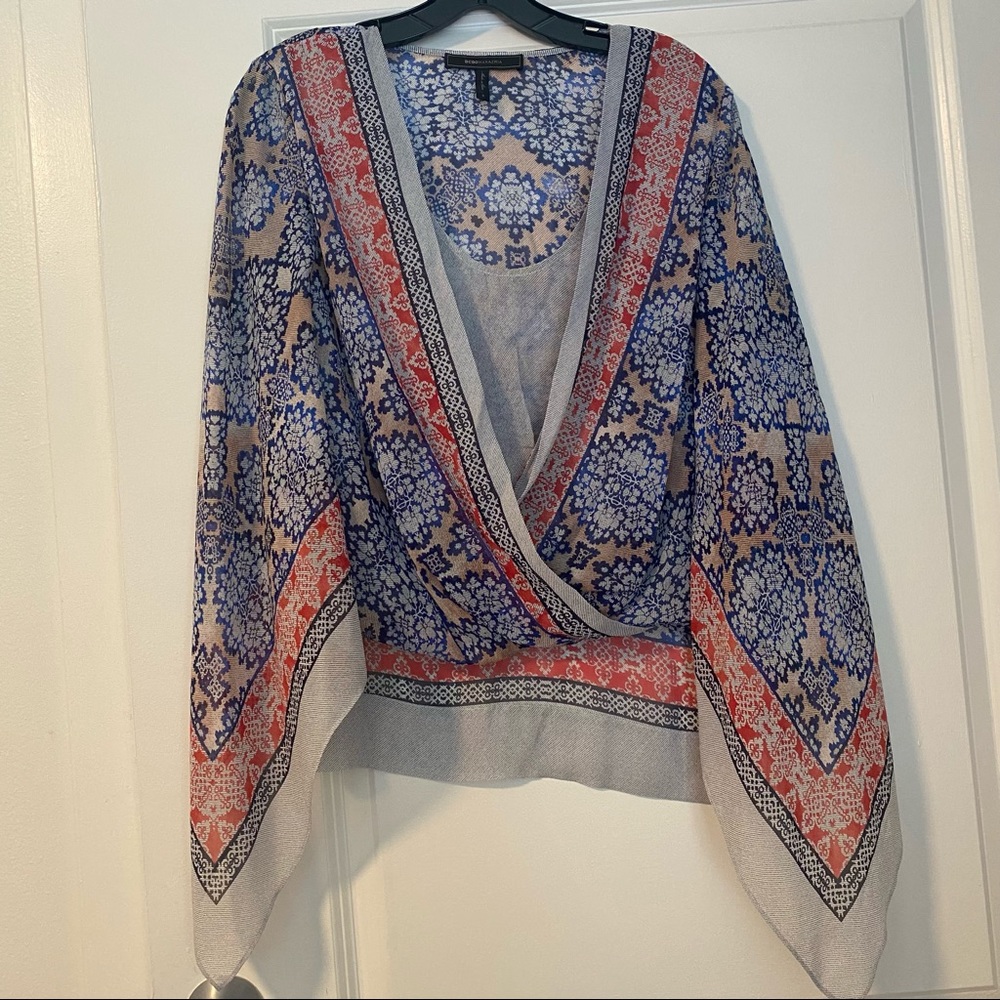 BCBGMAXAZRIA Printed Scarf Top